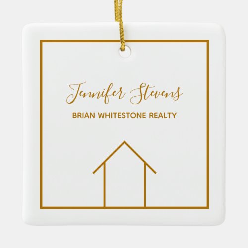 Real Estate Company Elegant Personalized Christmas Ceramic Ornament