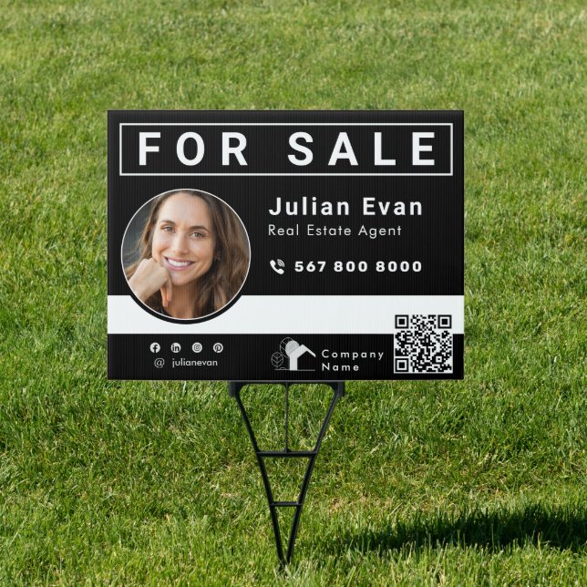 Real Estate Company For Sale Black and White  Sign (Insitu)