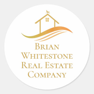 Real Estate Company Gold House Custom Realtor Classic Round Sticker