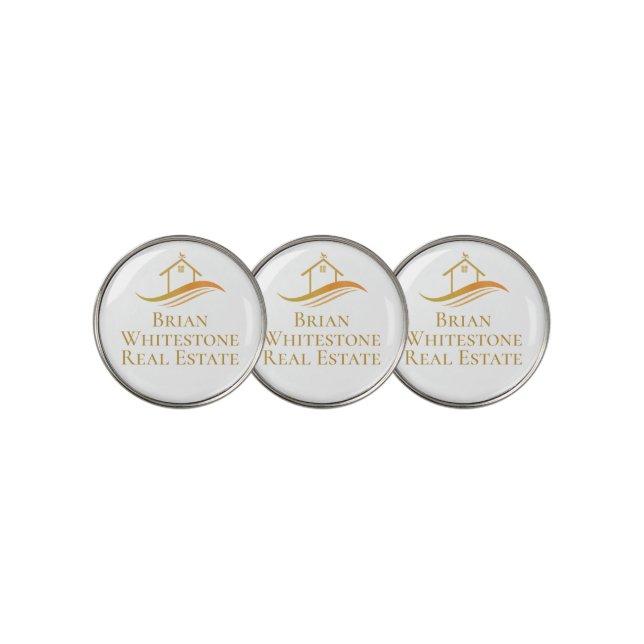 Real Estate Company Gold House Custom Realtor Golf Ball Marker (3 Up)