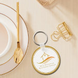 Real Estate Company Gold House Custom Realtor Keychain<br><div class="desc">This chic real estate company keychain is custom made with your realty company and agent name. These elegant gold marketing items feature a pretty house with a weathervane on top and sleek curves underneath. Personalize this modern business gifts with your own information.</div>