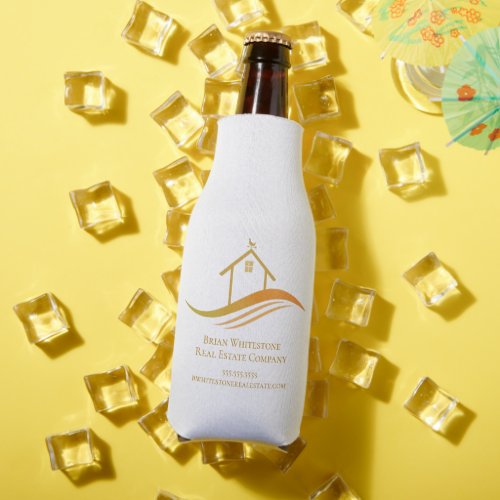 Real Estate Company Gold House Logo Marketing Bottle Cooler