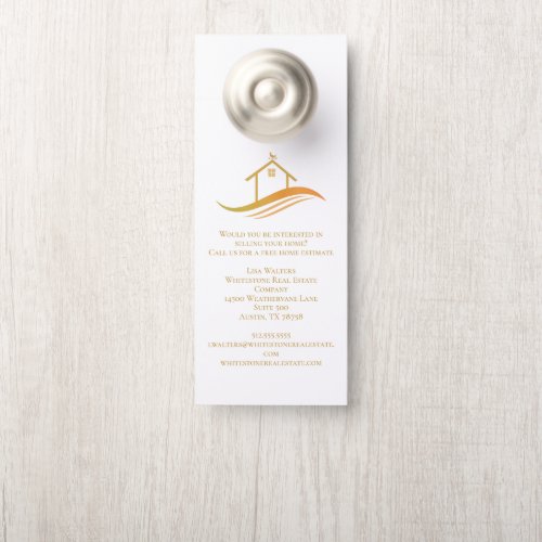 Real Estate Company Gold House Logo Marketing Door Hanger
