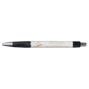 Real Estate Company Gold House Logo Marketing Pen