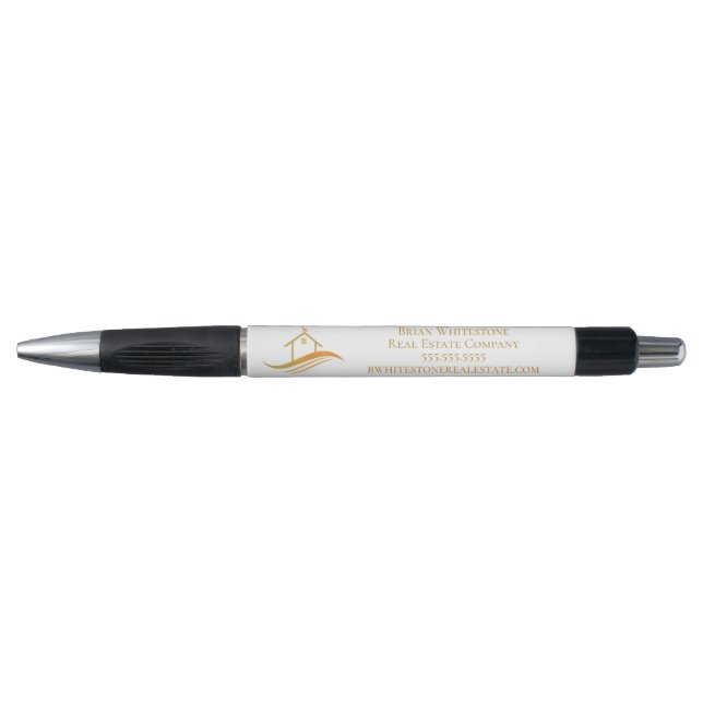 Real Estate Company Gold House Logo Marketing Pen (Front)