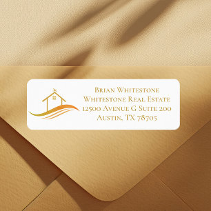 Real Estate Company Gold House Logo Return Address Label
