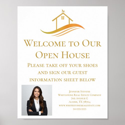 Real Estate Company Gold Logo Open House Welcome Poster