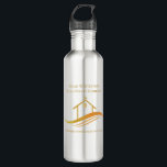 Real Estate Company Gold Logo Personalized Realtor Stainless Steel Water Bottle<br><div class="desc">This chic real estate company water bottle is custom made with your realty company and agent name. This realtor gift features a pretty gold house with a weathervane on top and sleek curves underneath. Personalize this business marketing gift with your own information. Keep or replace with your own logo.</div>