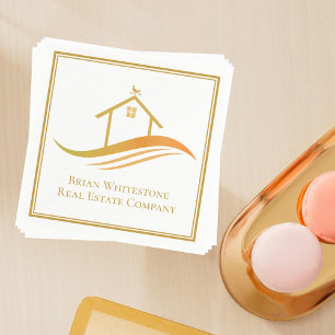 Real Estate Company Gold Open House Customizable Napkins