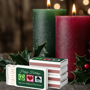 Real Estate Company Happy Holidays Custom Green Matchboxes