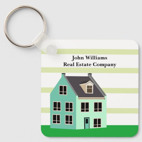 Real Estate Company House Cute Green Realtor Keychain