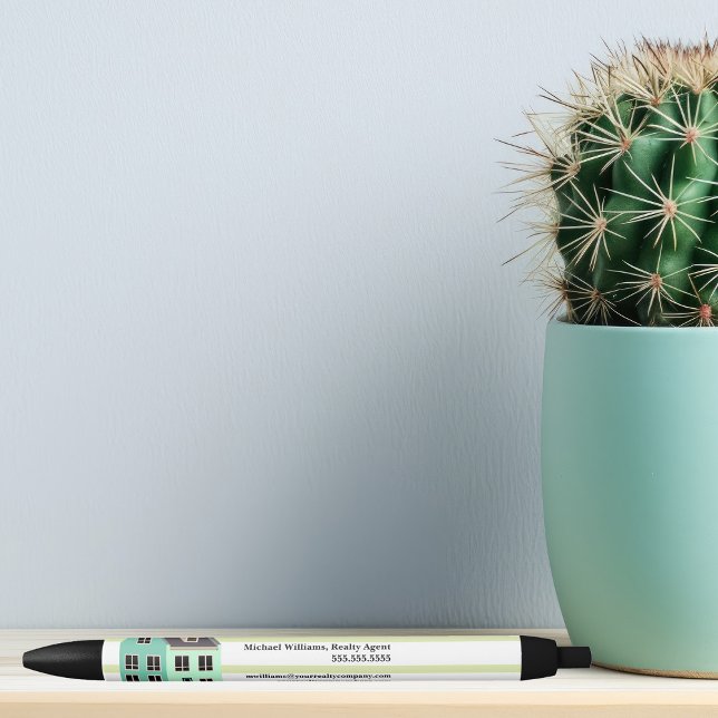 Real Estate Company House Modern Green Striped Pen (Creator Uploaded)
