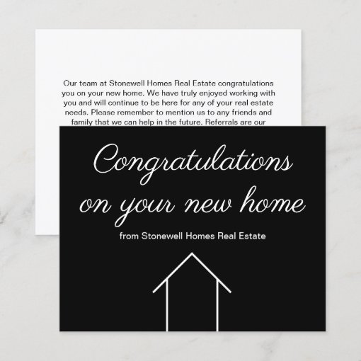 Real Estate Company Housewarming Congratulations Card | Zazzle
