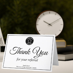 Real Estate Company Logo Custom Realtor Letterpress Thank You Card