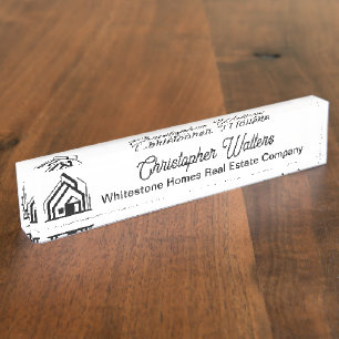 Real Estate Company Logo Customized Realtor Desk Name Plate