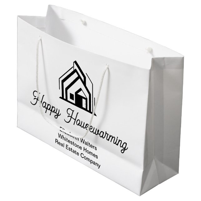 Real Estate Company Logo Customized Realtor Large Gift Bag (Front Angled)