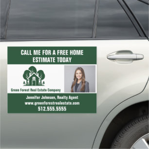 Real Estate Company Marketing Green Forest Realtor Car Magnet