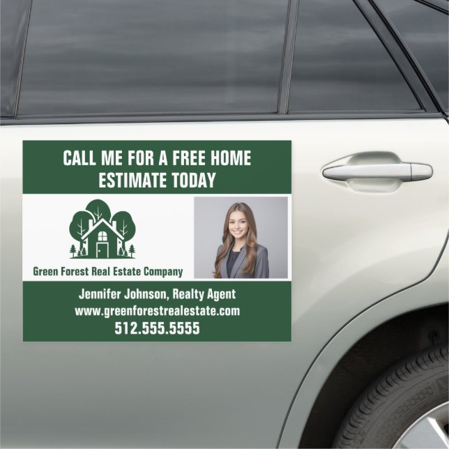 Real Estate Company Marketing Green Forest Realtor Car Magnet (In Situ)