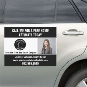 Real Estate Company Marketing Realtor Photo Black Car Magnet