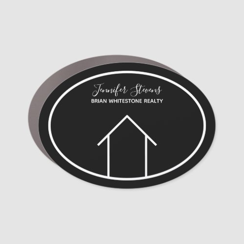 Real Estate Company Modern Black White Custom Home Car Magnet