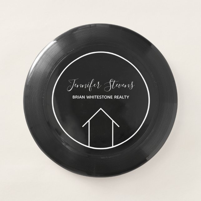 Real Estate Company Modern Black White Custom Wham-O Frisbee (Front)