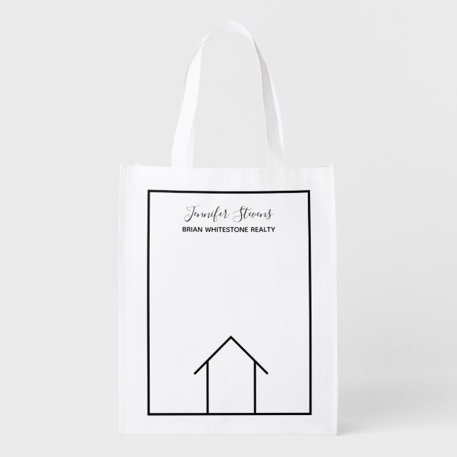 Real Estate Company Modern Custom Realty Agent Grocery Bag (Front)