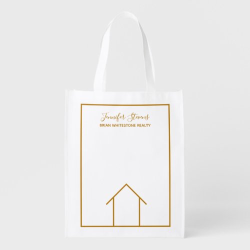 Real Estate Company Modern Custom Realty Gold Grocery Bag