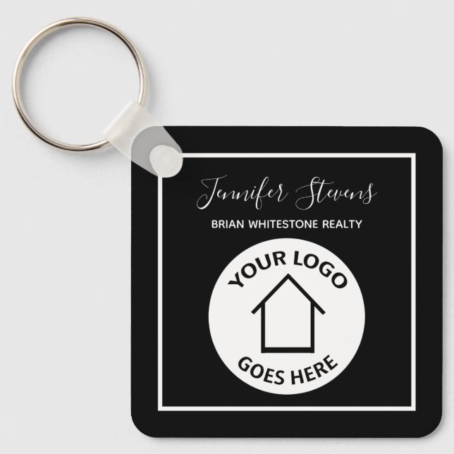 Real Estate Company Modern Logo Custom Black Keychain (Front)