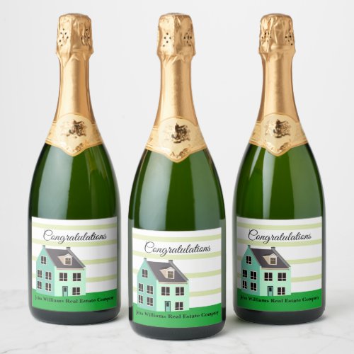 Real Estate Company New Home Housewarming Sparkling Wine Label