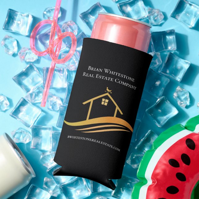 Real Estate Company Open House Custom Marketing Seltzer Can Cooler (In Situ Summer)