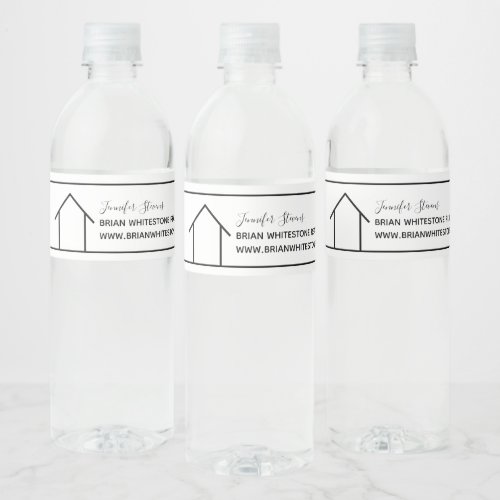 Real Estate Company Open House Custom Realtor Water Bottle Label