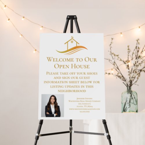 Real Estate Company Open House Gold Welcome Foam Board