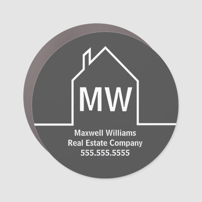Real Estate Company Personalized Grey Realtor Car Magnet (Front)