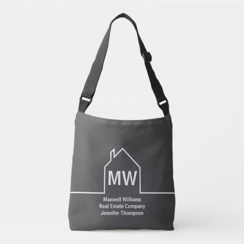 Real Estate Company Personalized Grey Realtor Crossbody Bag