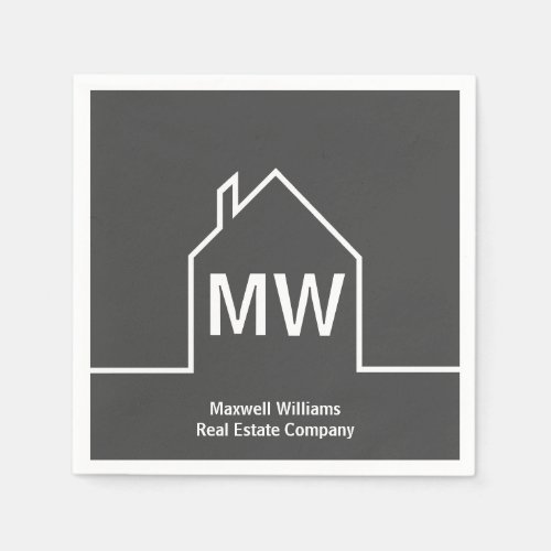 Real Estate Company Personalized Grey Realtor Napkins