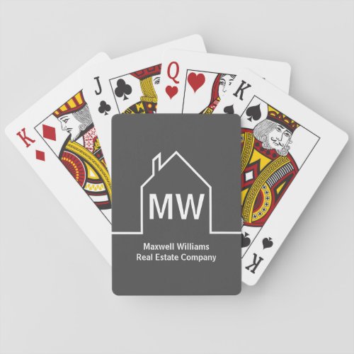 Real Estate Company Personalized Grey Realtor Playing Cards