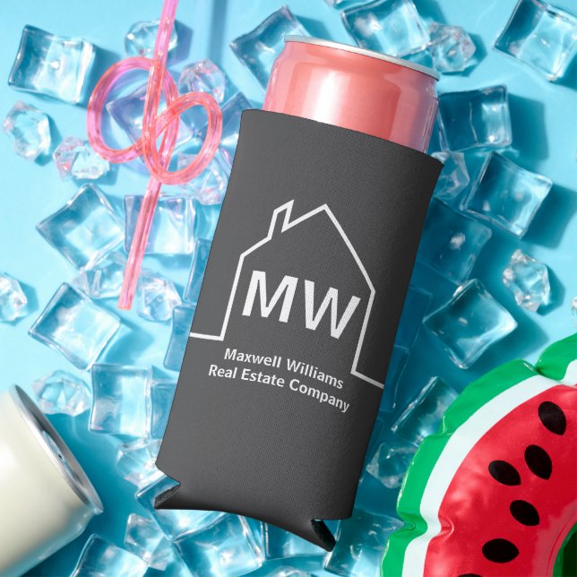 Real Estate Company Personalized Grey Realtor Seltzer Can Cooler (In Situ Summer)