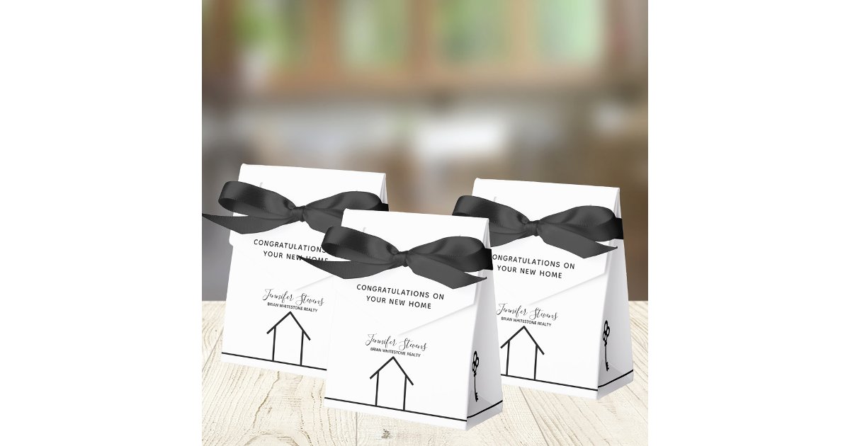 Real Estate Company White New Home Congratulations Favor Boxes | Zazzle