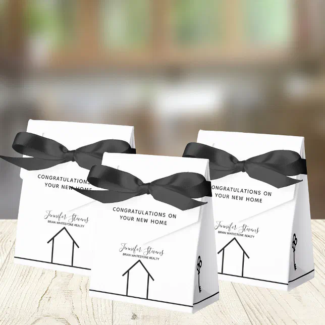 Real Estate Company White New Home Congratulations Favor Boxes | Zazzle