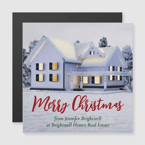 Real Estate Company Winter Christmas Magnetic Card