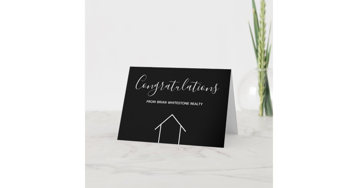 Real Estate Congratulations Black Modern Custom Card | Zazzle