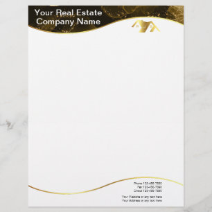 Real estate. Construction. Black Gold Letterhead