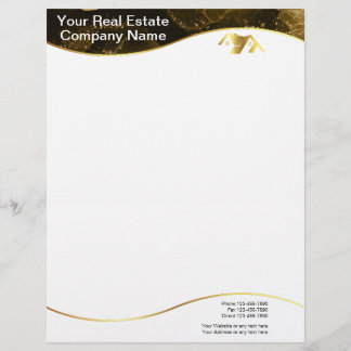 Real estate. Construction. Black Gold Letterhead