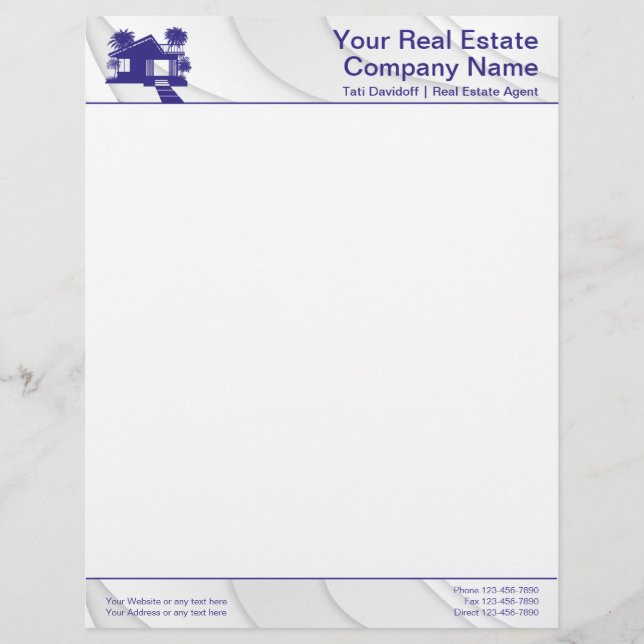 Real estate. Construction. Blue Silver  Letterhead (Front)