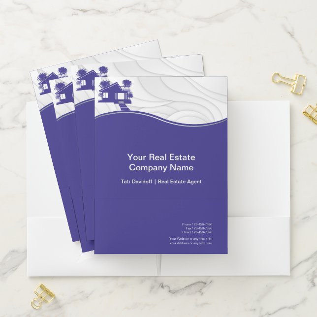 Real estate. Construction. Blue Silver Pocket Folder (In Situ)