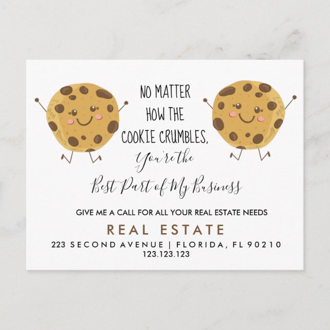 real estate COOKIE referrals Announcement Postcard (Front)
