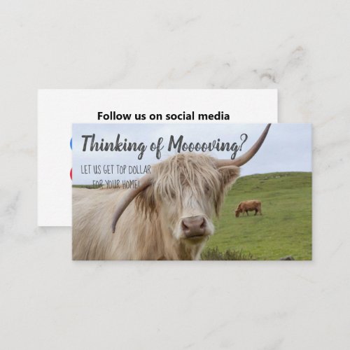 Real Estate country cow farm valuation marketing Business Card