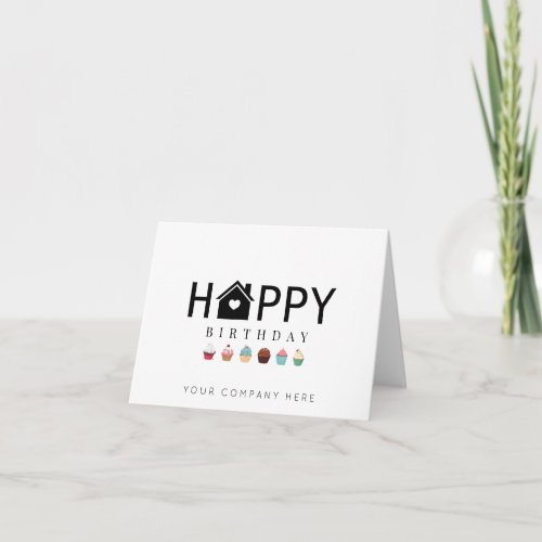 Real Estate Cupcake Happy Birthday Card
