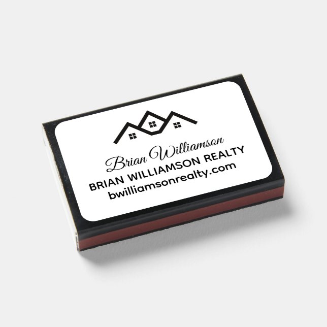  Real Estate Custom Company Marketing Black Matchboxes (Front Closed)