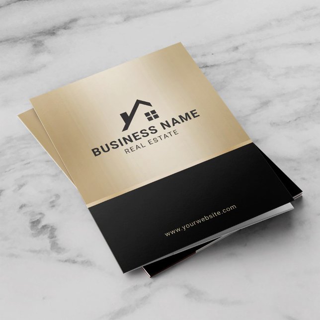 Real Estate Custom Logo Modern Gold Realtor Pocket Folder (Creator Uploaded)